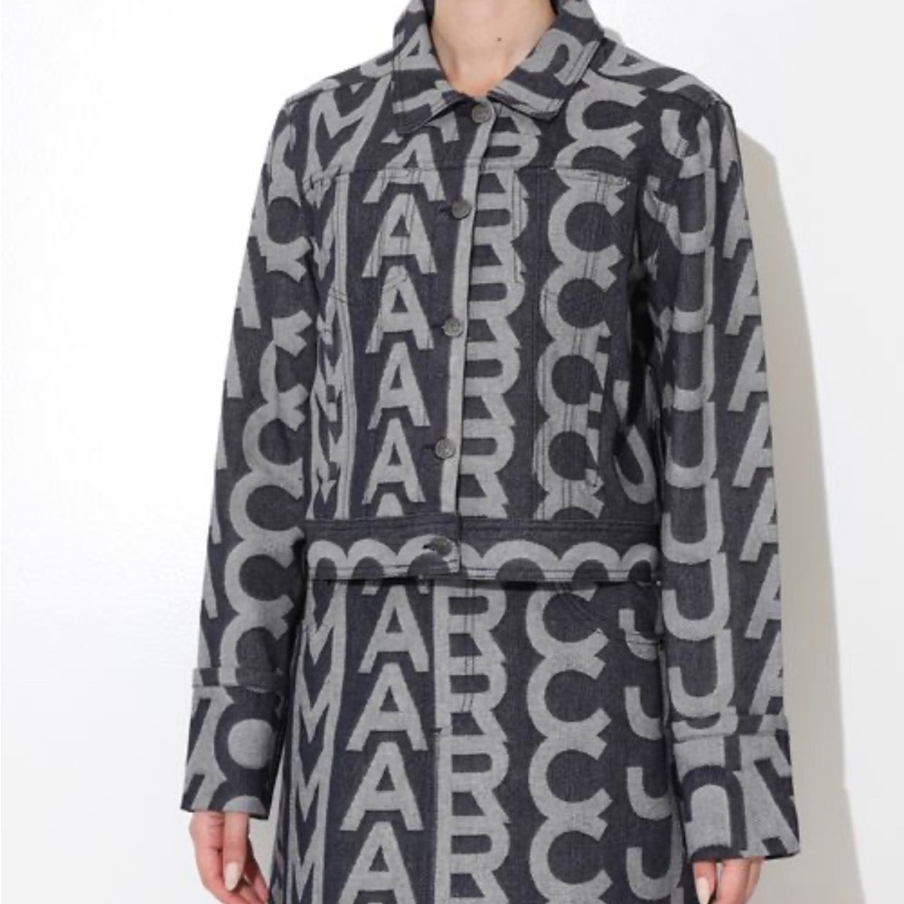 Marc Jacobs Black and Gray Logo Jean Jacket